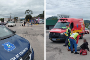 Motociclista fica ferido após colisão com carro no bairro Souza Cruz, em Brusque