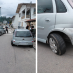 Carro perde o controle da direção e atinge veículo estacionado no bairro Santa Terezinha