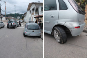 Carro perde o controle da direção e atinge veículo estacionado no bairro Santa Terezinha