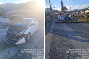 Motorista de 33 anos colide carro contra poste após adormecer ao volante