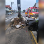 Bombeiros atualizam informações sobre acidente com carro que atingiu lombada eletrônica em Brusque