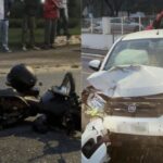 Motociclista fica ferido após colisão entre carro e moto em Guabiruba